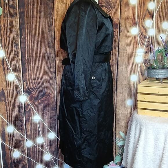 London Fog Womens Size 12 Regular Black Satin Lined Trench Coat Removable Liner - Picture 3 of 7
